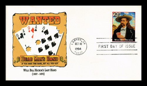 US COVER WILD BILL HICKOK LEGENDS OF THE WEST FDC DEAD MAN'S HAND OF ...