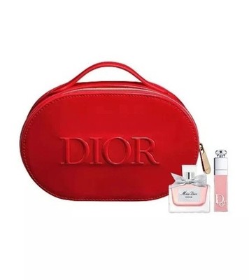 Dior Red Beauty Case,Dior Addict Lip Maximizer Mini & miss dior deluxe mini set