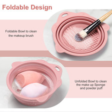 Foldable Silicone Makeup Brush Cleaner Bowl Pad Washing Scrubber Cleaning Mat
