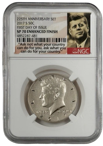 2017 S Kennedy Label 50c Half Dollar NGC SP 70 FDOI 225th Anniversary