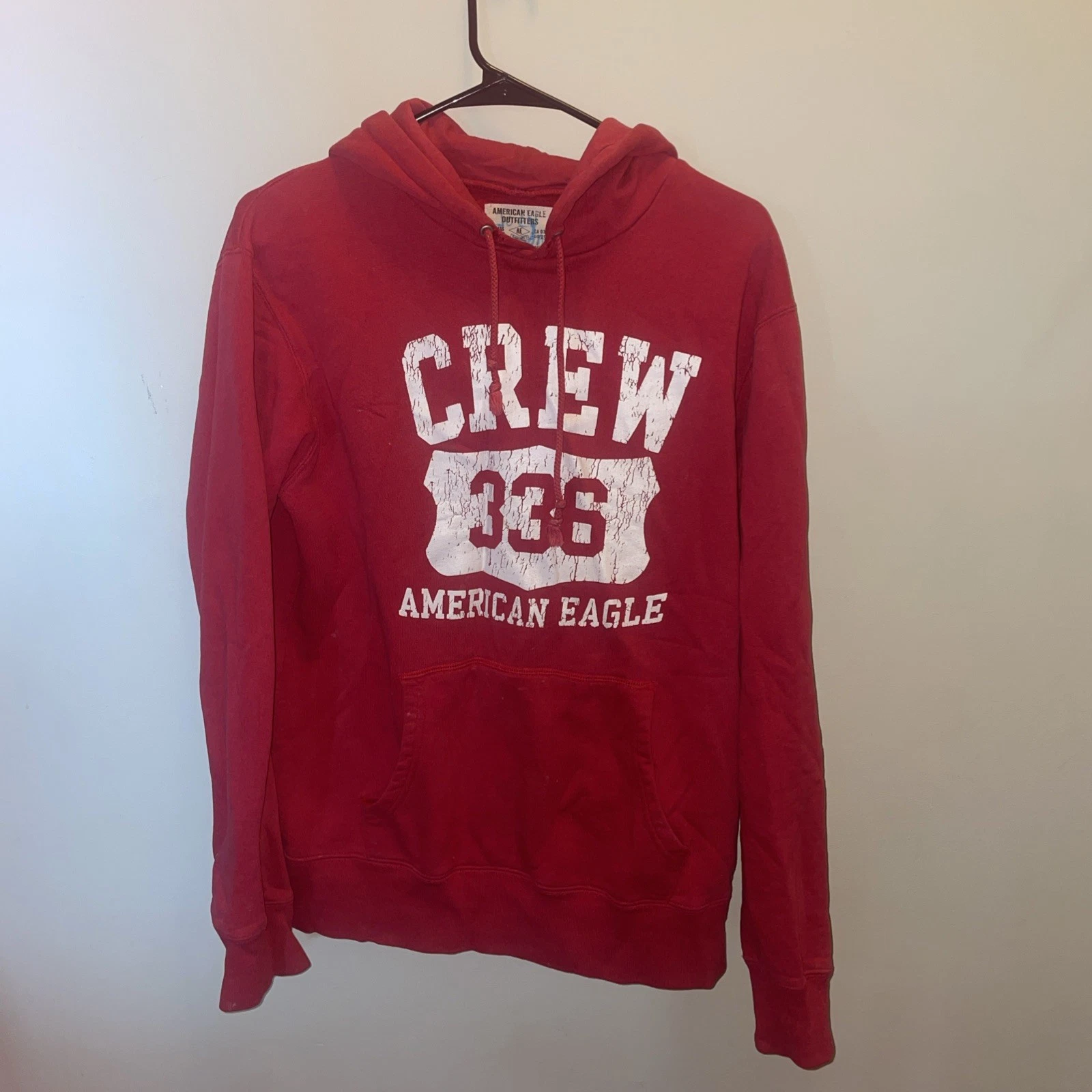 Vintage American Eagle Rare Sweatshirt Size XS Red Cotton Hoodie Pullover