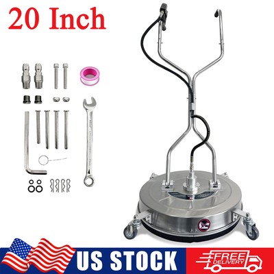 20'' Pressure Washer Surface Cleaner with Dual Handles and 4 Wheels Quick Connect
