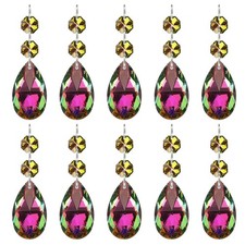 Teardrop Crystal Chandelier, 10 Pack 85mm Length Prisms Part, Colorful