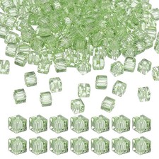 4mm Crystal Cube Bead, 200 Pcs Square Glass Bead Loose Spacer Beads, Light Green