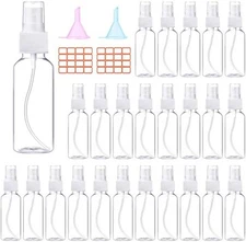 24 Pcs Spray Bottles 2oz / 55ml Clear Empty Mini White 