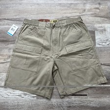 NWT Cabela's Men 36 Khaki Beige Trail Shorts 9 Inseam Cotton Cargo Side Elastic