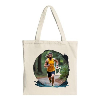 Vibrant Tote Bag with Dynamic Runner Design in Blurred Forest Perfect for Fitnes