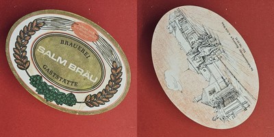 Salm Bräu Pferde Brauerei Bierdeckel Bier