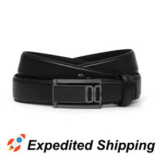 Daks Cintura Automatica in Twill Nero Pelle Goffrata per Uomo Affari Formali