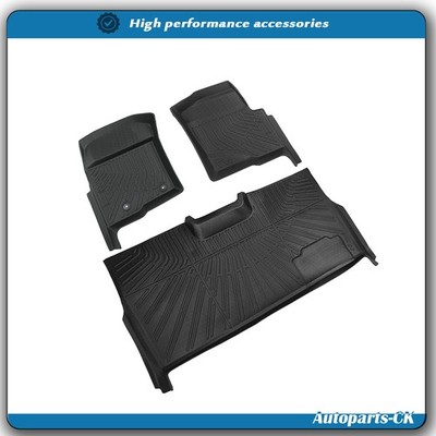 Black TPE Liners Floor Mats 3Pcs For Ford F-150 F150 Super Crew Cab 2010-14 USA