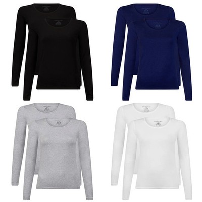 Bamboo basics Damen T-Shirt, 2er Pack - LARA Longsleeve, Unterhemd, Rundhals,...