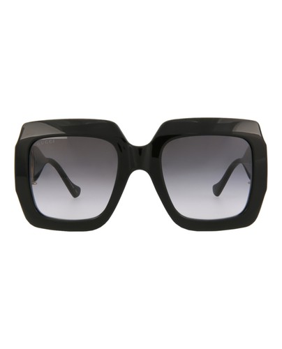Gucci Womens Square/Rectangle Black Black Grey Fashion Designer Eyewear