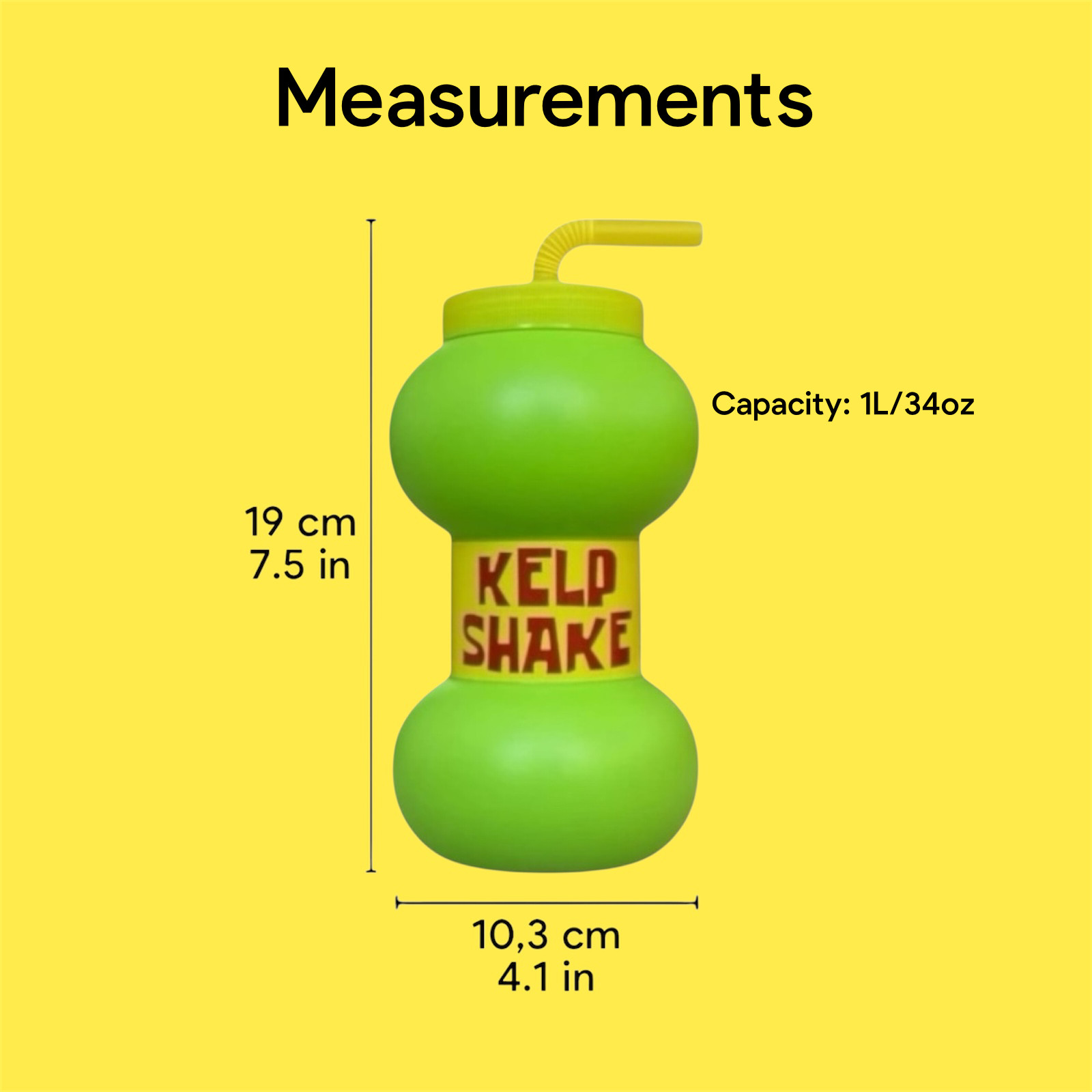 Kelp Shake Bottle 34oz / 1L Collector Cup Water Bottle Collectible New