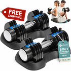 Adjustable Dumbbells Set 15lb 25lb Pair 43lb 55lb 90lb Single Weights Home Gym F