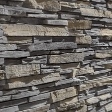 LAJA Mist Grey Stacked Stone Cladding SAMPLE | Split Face Wall Panels, Z - Shape