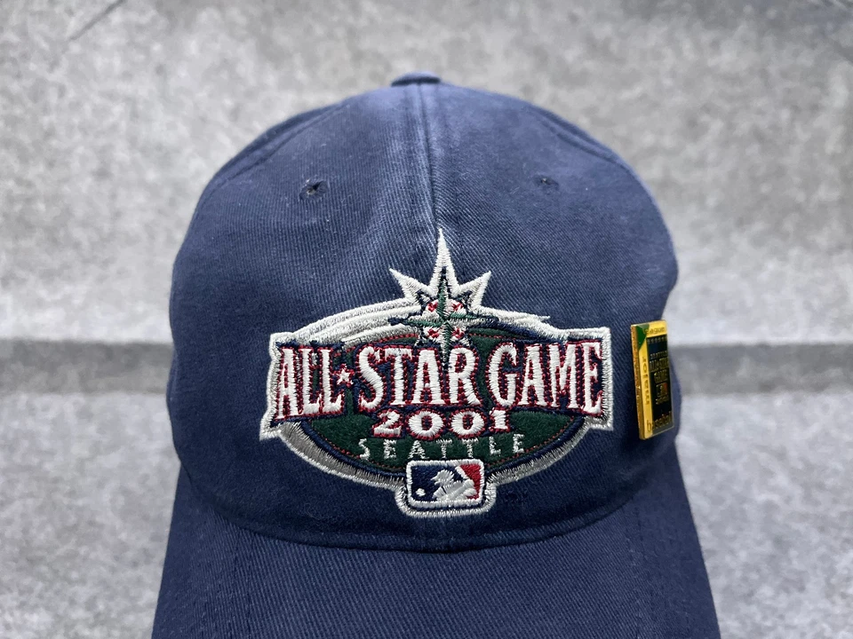All Star Game Seattle Mariners 2001 Hat Strap Back Adult Blue MLB Cotton w/ Pin - Image 2 of 4