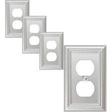 Single Duplex Outlet Cover Plate 4pack Brushed Nickel Adler Metal Wall Plate 1 G