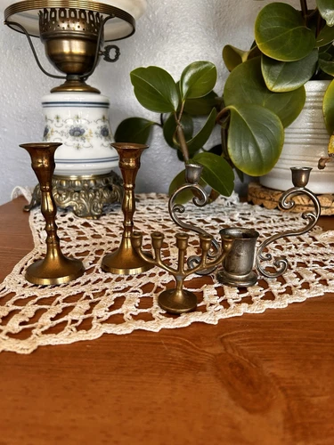 Vintage Lot Brass Miniature Candleholders Candle Stick Holders. Italy And India