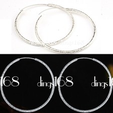925 Sterling Silver Tarnish-Resistant 47mm Medium Size 2mm Endless Hoop Earrings