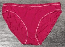 NWT Victoria's Secret Panty Lg Bikini 95 Cotton Red Picot Metallic Thread 2010