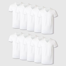 Hanes Mens Tagless V-Neck Undershirts White 10 Pack Size Large 42-44 777Z10