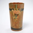 Weller Pottery Brown Woodrose Arts and Crafts Wood Grain Vase USA 8.25"