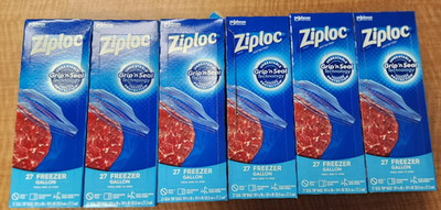 Ziploc Freezer Gallon 27 Bags Per Box Package includes 6 Boxes (162 bags total)