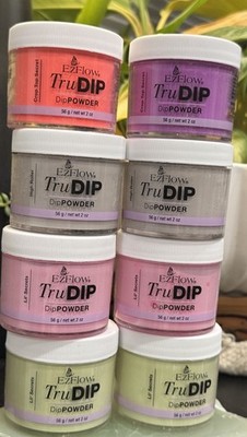 EzFlow TruDip Colored Nail Acrylic Dip Powder 2oz - Lot Of 8