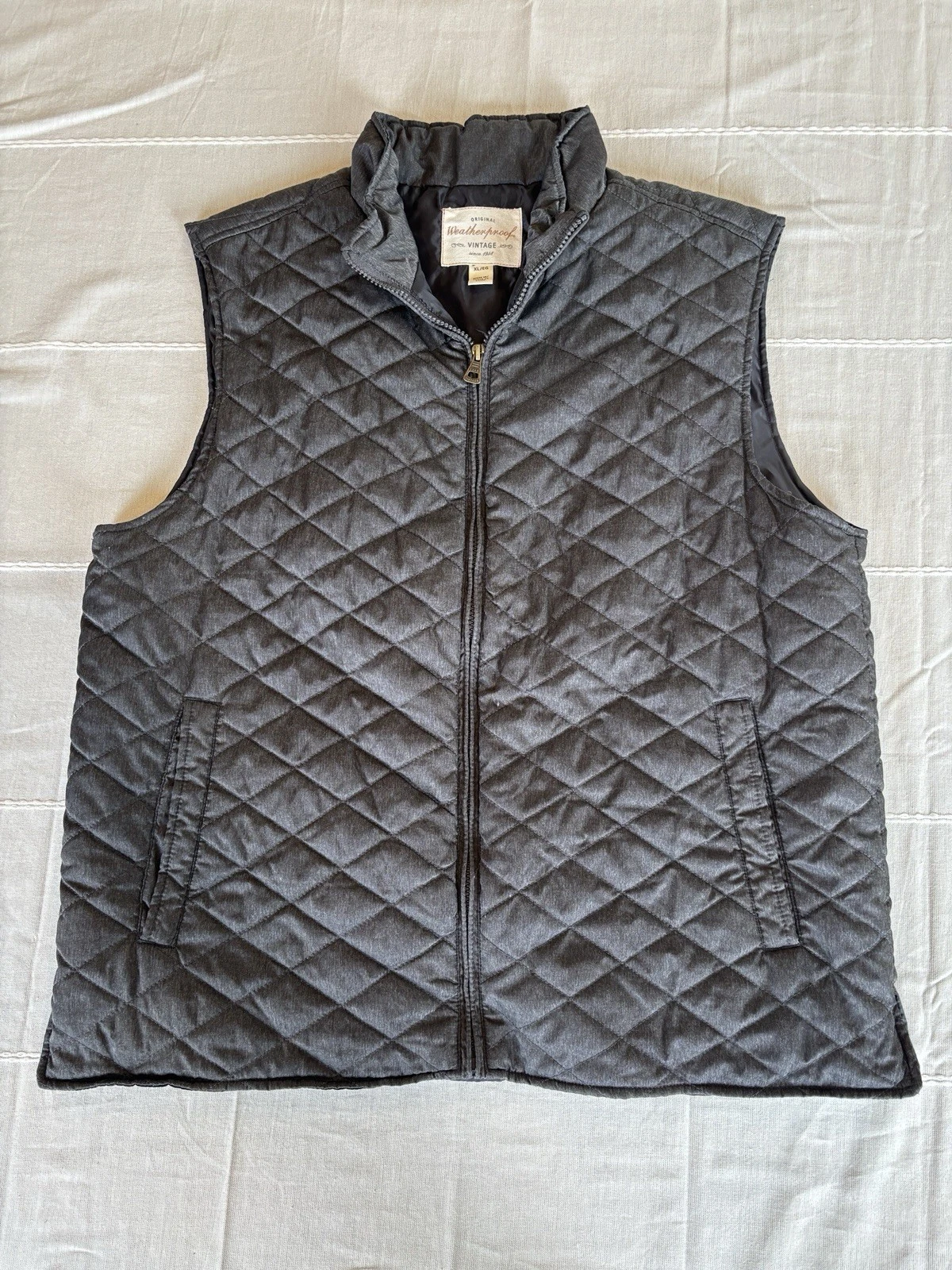 Weatherproof Vintage Diamond Quilt Vest Mens XL Charcoal Grey Gorpcore Outdoor