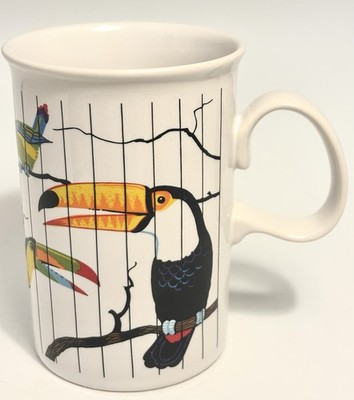 Dunoon Ceramics Fine Bone China Exotic Birds Coffee Tea Mug Scotland