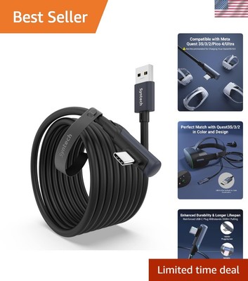 High-Speed 16 FT VR Link Cable for Oculus/Meta Quest & PC - Tangle-Free Design