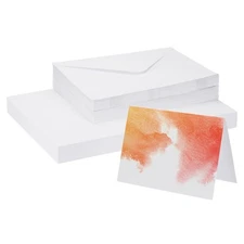50 Sets Pure Cotton Watercolor Cards with Envelopes 5x7 Inch Foldable