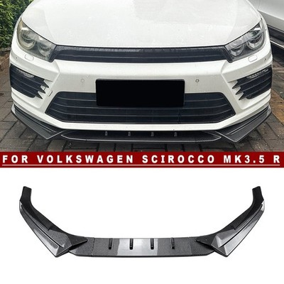 Car Front Bumper Spoiler Lip For VW Scirocco MK3.5 R 2015-2018 Carbon Look Black