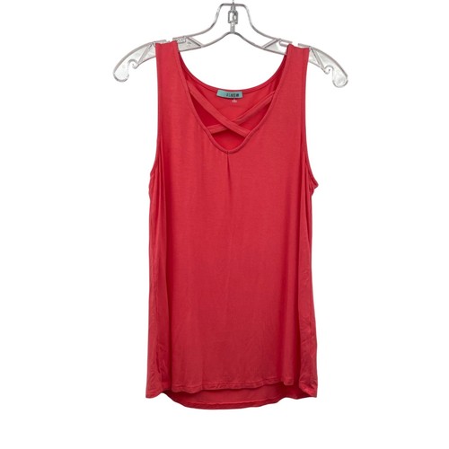 P.S. Kate Womesn Tank Top Criss Cross Neck Coral Size Medium