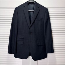 Lauren Ralph Lauren Mens Plaid Blazer Navy Blue Elbow Patches Sport Coat