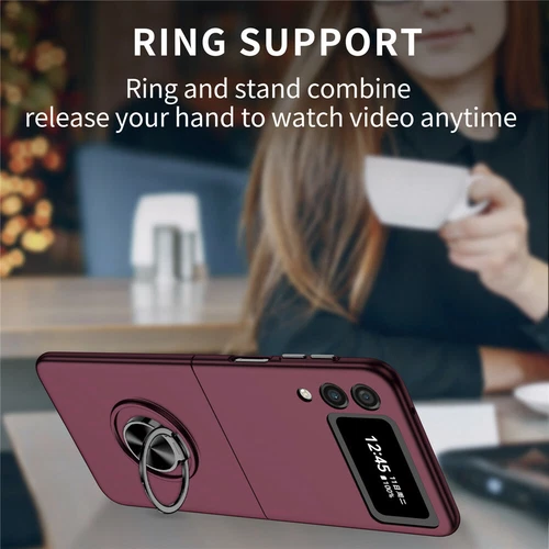For-Samsung Galaxy Z Flip 4 3 5G Slim Matte Hard Case with Ring+Screen Protector - Picture 26 of 94