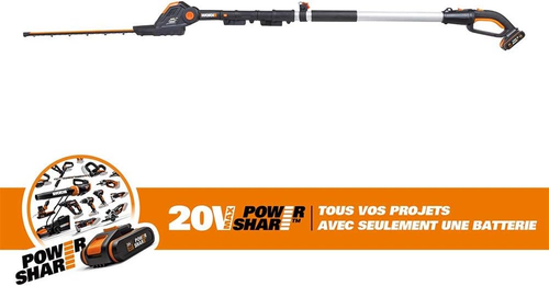 Worx 18V(20V MAX) Akku Teleskop Heckenschere Heckenschneider WG252E, 2,0Ah, Powe - Bild 7 von 12