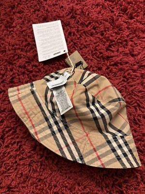 Burberry Vintage Yellow Check Reversible Bucket Hat Size S (56) | eBay