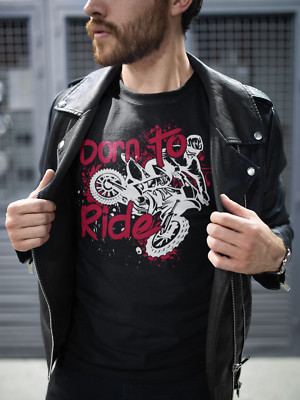 T-Shirt Born To Ride Bikes Motorrad Geschenkidee Papa Weihnachten Geburtstag Motocross