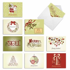 10 Merry Christmas Note Cards - AVOCADO GREEN CHRISTMAS M6646XSG