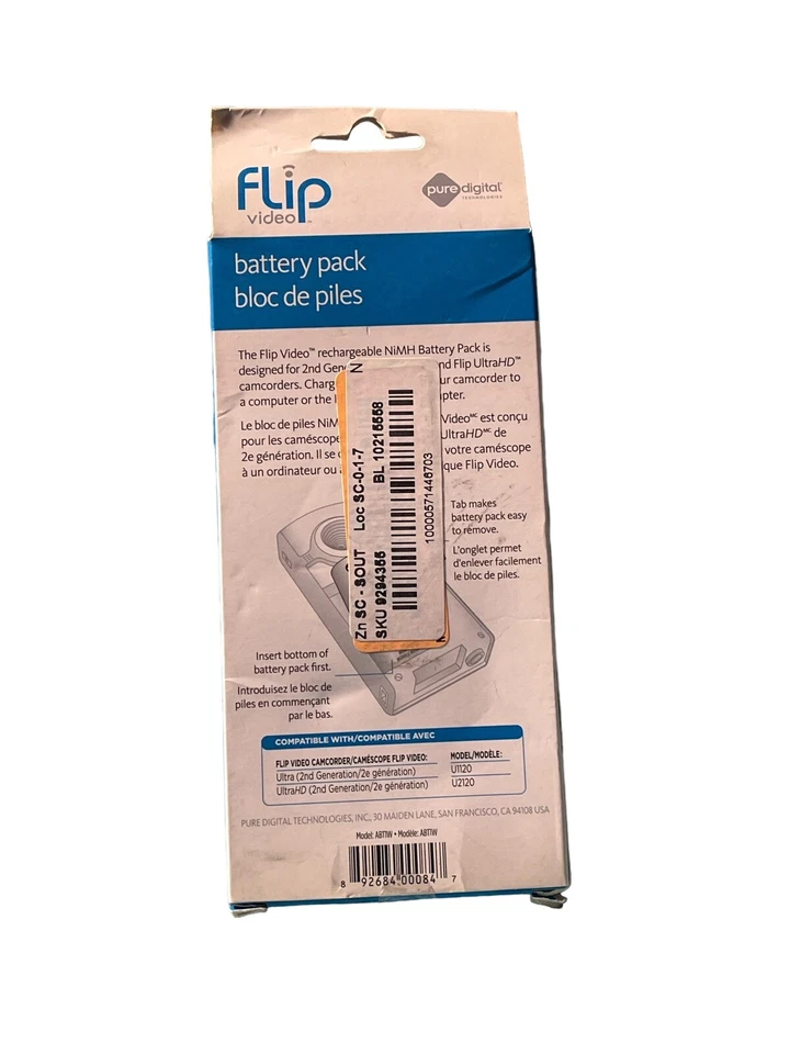 NUEVO Paquete de Batería Recargable Flip Video para Repuesto Flip Ultra/UltraHD Fabricante de Equipo Original Foto 2 de 3