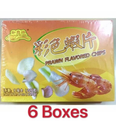 6 Boxes Shrimp Prawn Chips Premium Quality 227g Each Crackers -USA SELLER