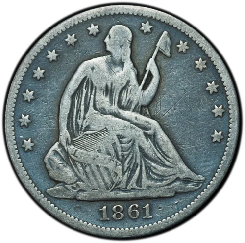 1861 Seated Liberty Half Dollar Fine / Very Fine Detail - Civil War Issue