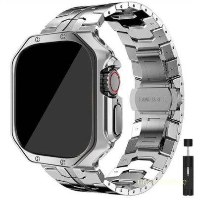 TPU Case+Titanium Metal Band Strap For Apple Watch Ultra 3 2 11 10 9 8 7 6 54 SE