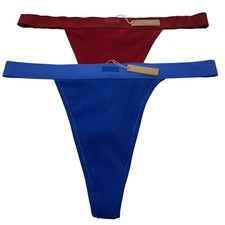 SKIMS Cotton Rib Thong Lot of 2 Cobalt Brick 3X