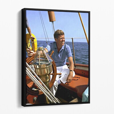 JFK Sailing In Cape Cod Massachusetts 1960s Canvas Wall Art Print