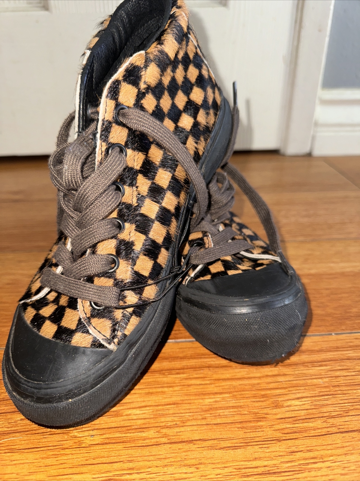 PONY Scarpe da skate casual Vans nere marroni alte a scacchi OG G.I LX da donna 5 casual