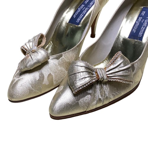 Stuart Weitzman for Mr.Seymour Gold Bow & Gem Women’s Vintage Heels Size 10AA - Picture 12 of 24