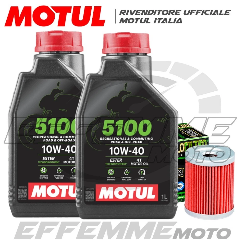 MOTUL + HIFLO Tagliando YAMAHA X-Max 400 2013 2014 2015 2016 XMax (2 5100 10W40 + Filtro olio)