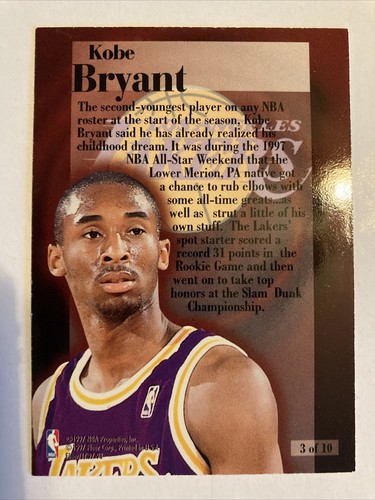 Kobe Bryant 1997 1998 Fleer ROOKIE REWIND Card 3 2488 EBay